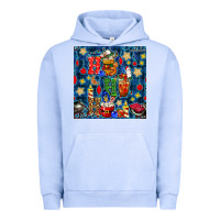 Pigment Grape Ice christmas ho ho ho with coffee cups and ornaments with plaid seamless  Urban Hoodie - BundleAndBundleShop