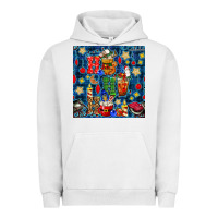 Pigment Lunar Rock christmas ho ho ho with coffee cups and ornaments with plaid seamless  Urban Hoodie - BundleAndBundleShop