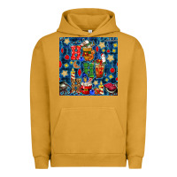 Pigment Peanut Butter christmas ho ho ho with coffee cups and ornaments with plaid seamless  Urban Hoodie - BundleAndBundleShop
