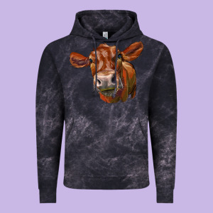 Red Angus Face Vintage Hoodie Designed By Lillyallendesigns