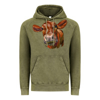 Vintage Olive red angus face Vintage Hoodie - LillyAllenDesigns