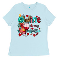 Baby Blue wine is my valentine olivia Ladies Tee - OliviaCreatesArt