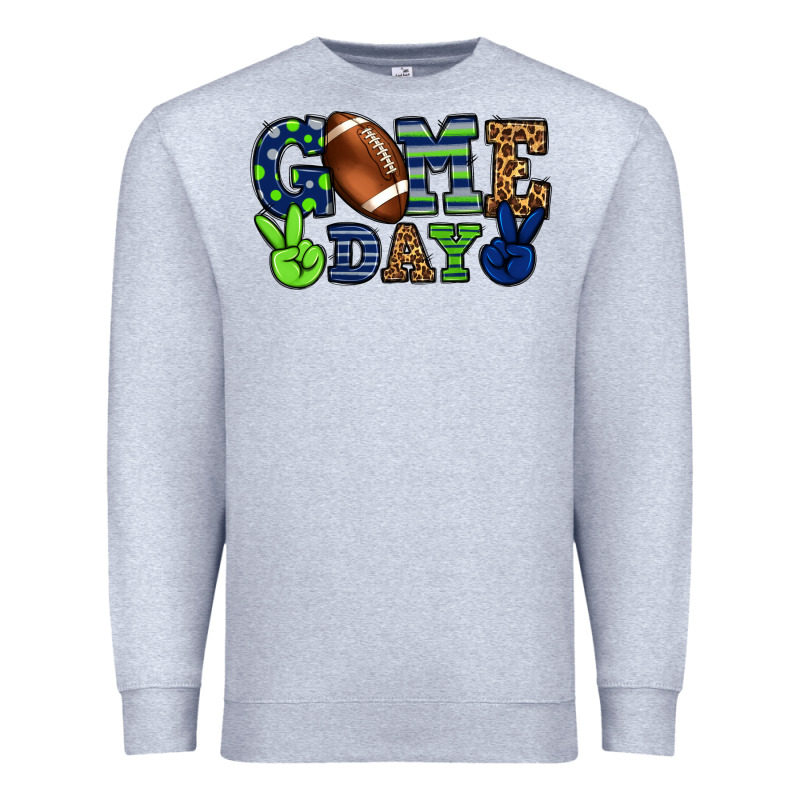 Game Day Green And Blue Team Color Premium Sweatshirt by HowdyJamesFarm | Teevron