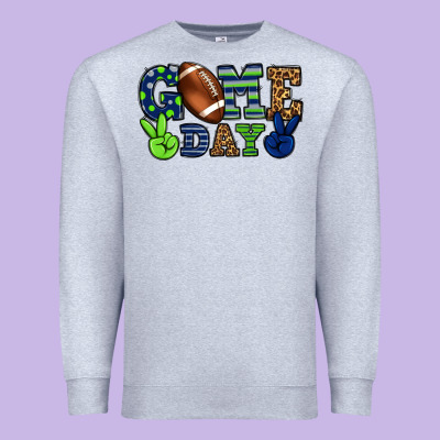 Game Day Green And Blue Team Color Premium Sweatshirt Designed By Howdyjamesfarm