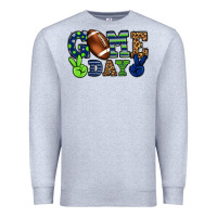 Heather Grey Game day green and blue team color Premium Sweatshirt - HowdyJamesFarm