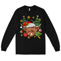 Black Christmas highland cow Long Sleeve Tee - MaliasSmallBusiness