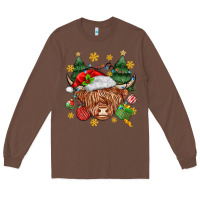 Chestnut Christmas highland cow Long Sleeve Tee - MaliasSmallBusiness