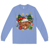 Colony Blue Christmas highland cow Long Sleeve Tee - MaliasSmallBusiness