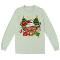 Matcha Christmas highland cow Long Sleeve Tee - MaliasSmallBusiness