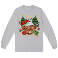 Moon Dust Christmas highland cow Long Sleeve Tee - MaliasSmallBusiness