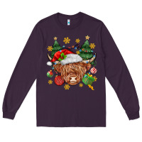 Plum Christmas highland cow Long Sleeve Tee - MaliasSmallBusiness