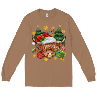 Toasted Coconut Christmas highland cow Long Sleeve Tee - MaliasSmallBusiness