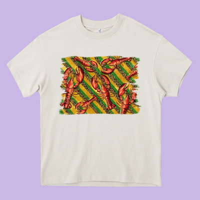 Mardi Gras Crawfish Background Heavy Core Tee Designed By Barkaloodesign