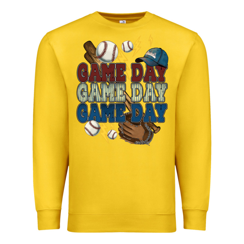 Game Day Lightning Bolt Baseball Premium Sweatshirt by HowdyJamesFarm | Teevron