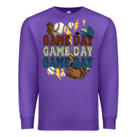 Purple Game Day lightning bolt Baseball Premium Sweatshirt - HowdyJamesFarm