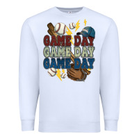 White Game Day lightning bolt Baseball Premium Sweatshirt - HowdyJamesFarm