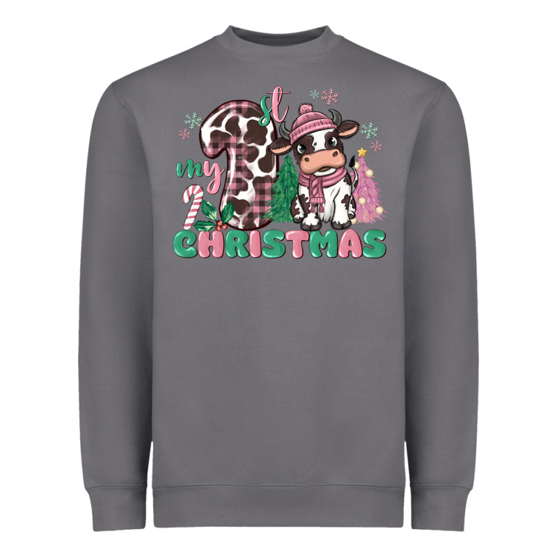 My First Christmas Cow Heavyweight Sweatshirt by MaliasSmallBusiness | Teevron