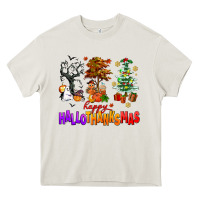 Cream happy hallothanksmas trees Heavy Core Tee - AdoDesignShop