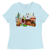 Baby Blue Christmas coffee cups with White Shepherd Ladies Tee - RanaPortraitStore