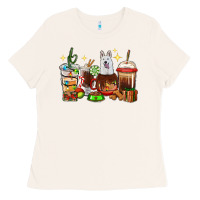 Bone Christmas coffee cups with White Shepherd Ladies Tee - RanaPortraitStore