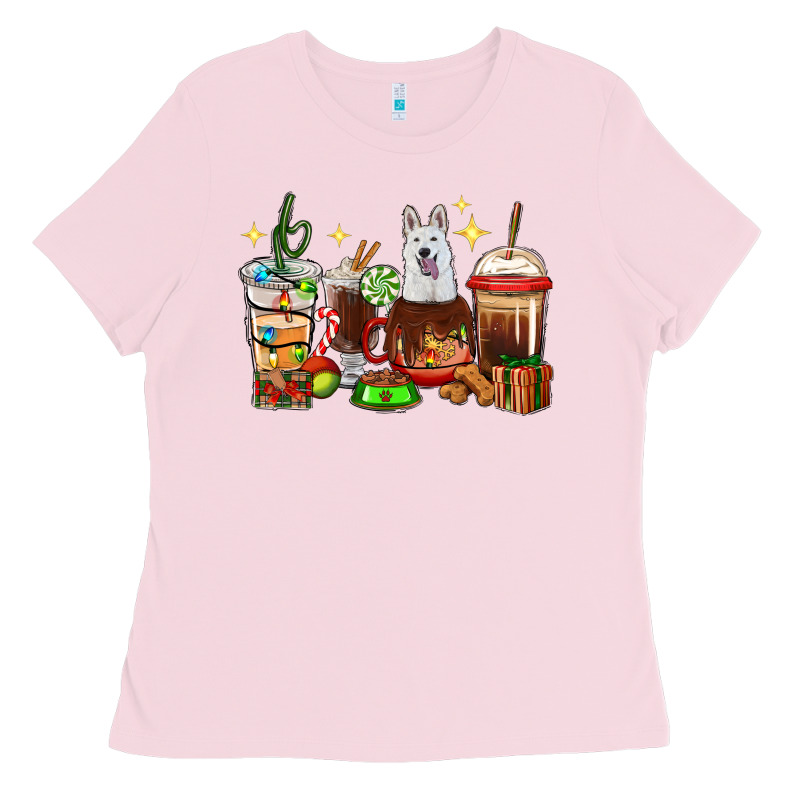Christmas Coffee Cups With White Shepherd Ladies Tee by RanaPortraitStore | Teevron