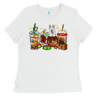 White Christmas coffee cups with White Shepherd Ladies Tee - RanaPortraitStore