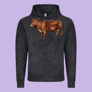 Red Angus Cow Vintage Hoodie Designed By Lillyallendesigns