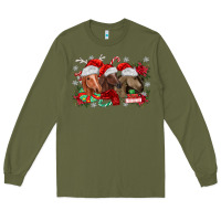 Army Green christmas horses Long Sleeve Tee - MaliasSmallBusiness