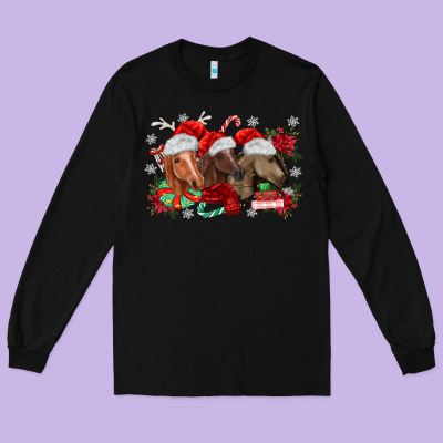 Christmas Horses Long Sleeve Tee Designed By Maliassmallbusiness