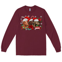 Burgundy christmas horses Long Sleeve Tee - MaliasSmallBusiness