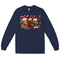 Navy christmas horses Long Sleeve Tee - MaliasSmallBusiness
