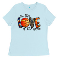 Baby Blue for the love of the game basketball Ladies Tee - CowhideDigitalArt