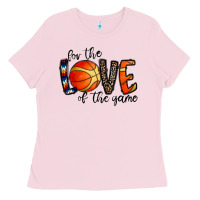 Bubblegum Pink for the love of the game basketball Ladies Tee - CowhideDigitalArt