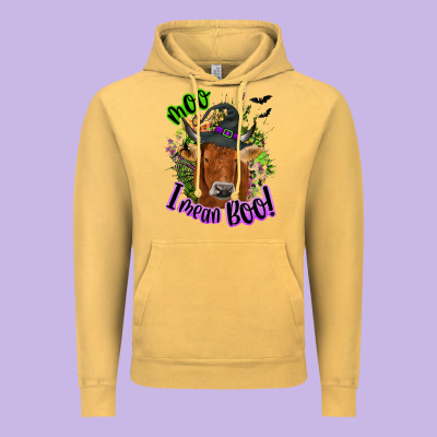 Moo I Mean Boo Cow Vintage Hoodie Designed By Nancycooperartshop