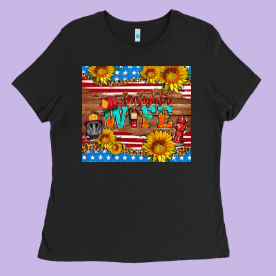 American Flag Firefighter Wife Ladies Tee Designed By Hra Design Shop