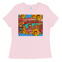 Bubblegum Pink american flag firefighter wife Ladies Tee - HRA Design Shop