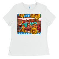 White american flag firefighter wife Ladies Tee - HRA Design Shop