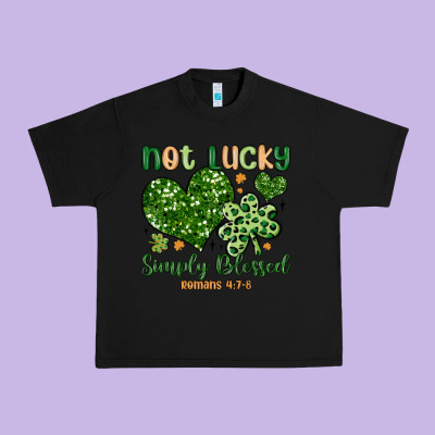 Not Lucky Simply Blessed Urban Heavy Tee Designed By Maliassmallbusiness