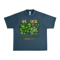 Midnight Navy not lucky simply blessed Urban Heavy Tee - MaliasSmallBusiness