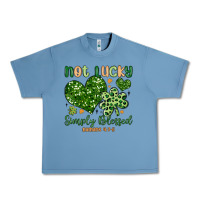 Pebble Blue not lucky simply blessed Urban Heavy Tee - MaliasSmallBusiness
