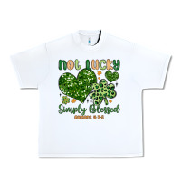 White not lucky simply blessed Urban Heavy Tee - MaliasSmallBusiness