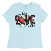 Baby Blue for the love of the game football Ladies Tee - CowhideDigitalArt