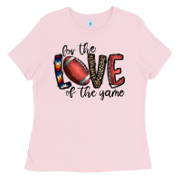 Bubblegum Pink for the love of the game football Ladies Tee - CowhideDigitalArt