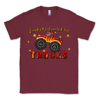 Burgundy easily distracted by trucks Classic Tee - MaliasSmallBusiness