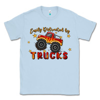 Dusty Blue easily distracted by trucks Classic Tee - MaliasSmallBusiness