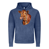 Vintage Denim red angus cattle cow Vintage Hoodie - LillyAllenDesigns