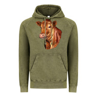 Vintage Olive red angus cattle cow Vintage Hoodie - LillyAllenDesigns