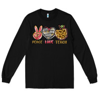 Black peace love teach Long Sleeve Tee - NancyCooperArtShop