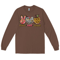 Chestnut peace love teach Long Sleeve Tee - NancyCooperArtShop