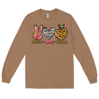 Toasted Coconut peace love teach Long Sleeve Tee - NancyCooperArtShop